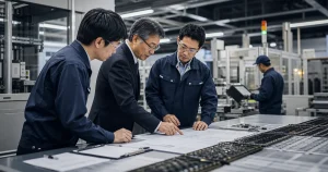 熊本の製造業M&Aで設備と技術資料を確認する担当者のイメージ